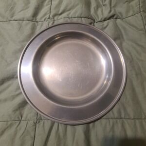 Old Newbury Pewter Plate Charger 11 Inch Silver Gray Vintage Colonial Metalware